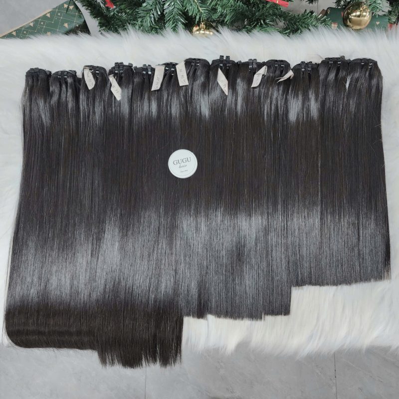 Premium Bone Straight Weft Hair #1 Color Extension Raw Vietnamese Hair