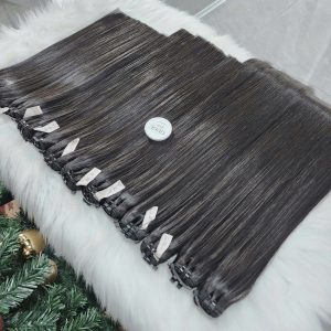 Premium Bone Straight Weft Hair #1 Color Extension Raw Vietnamese Hair
