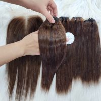 Super Density Red Balayage Weft Hair Bundle, SSD Lace Raw Vietnamese Human Hair