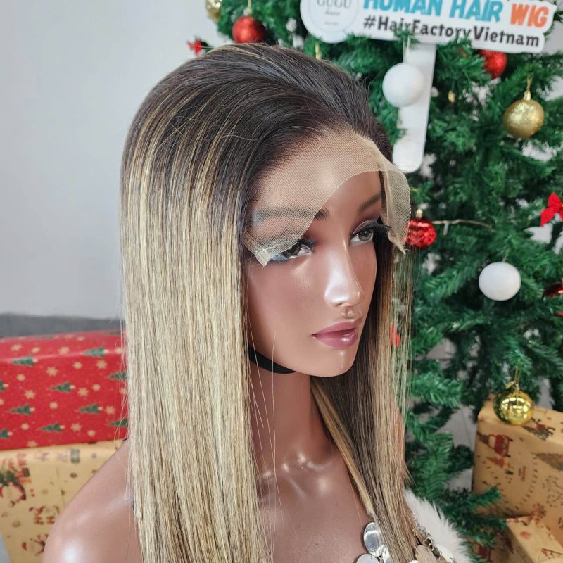 Premium Bone Straight Ombre Raw Human Hair Wig