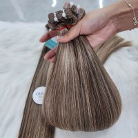 Tape - In Ash Brown Balayage Bone Straight Raw Vietnamese Hair Extension