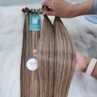 Tape - In Ash Brown Balayage Bone Straight Raw Vietnamese Hair Extension
