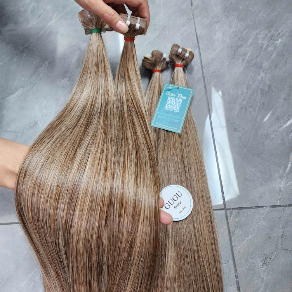 GUGU HAIR – Vietnamese Bone Straight Hair Wig – 100% Raw Human Hair 62 Tape - In Blone Raw Vietnamese Hair Extension
