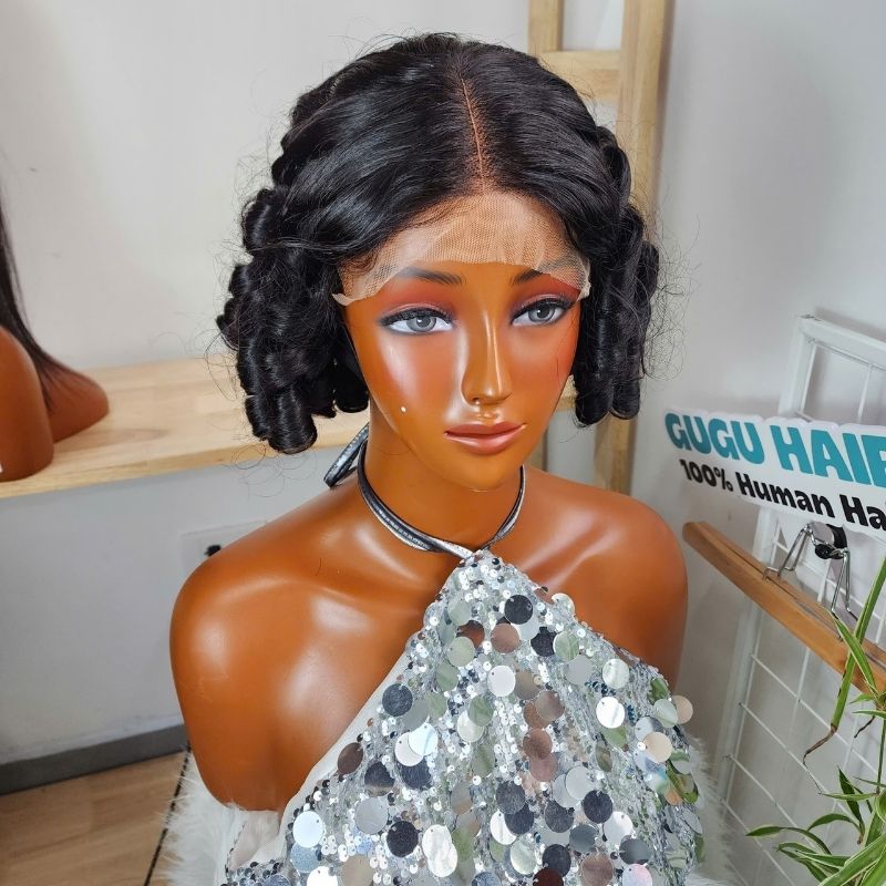 10 Inches Bouncy Curly Wig Natural Color Raw Vietnamese Hair