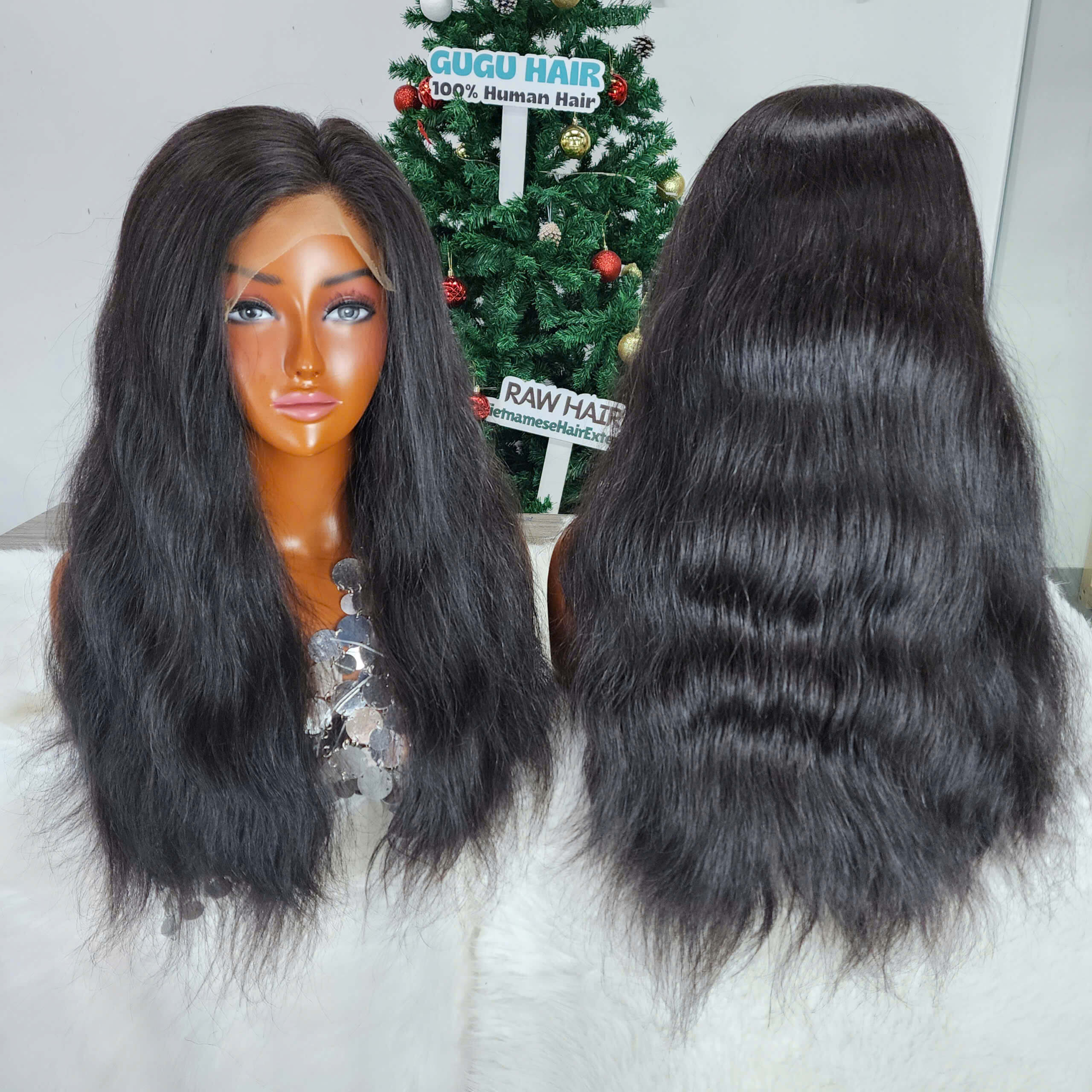 Natural Black Straight 13x4 Lace Front Wig – 18 Inch, 100% Human Hair