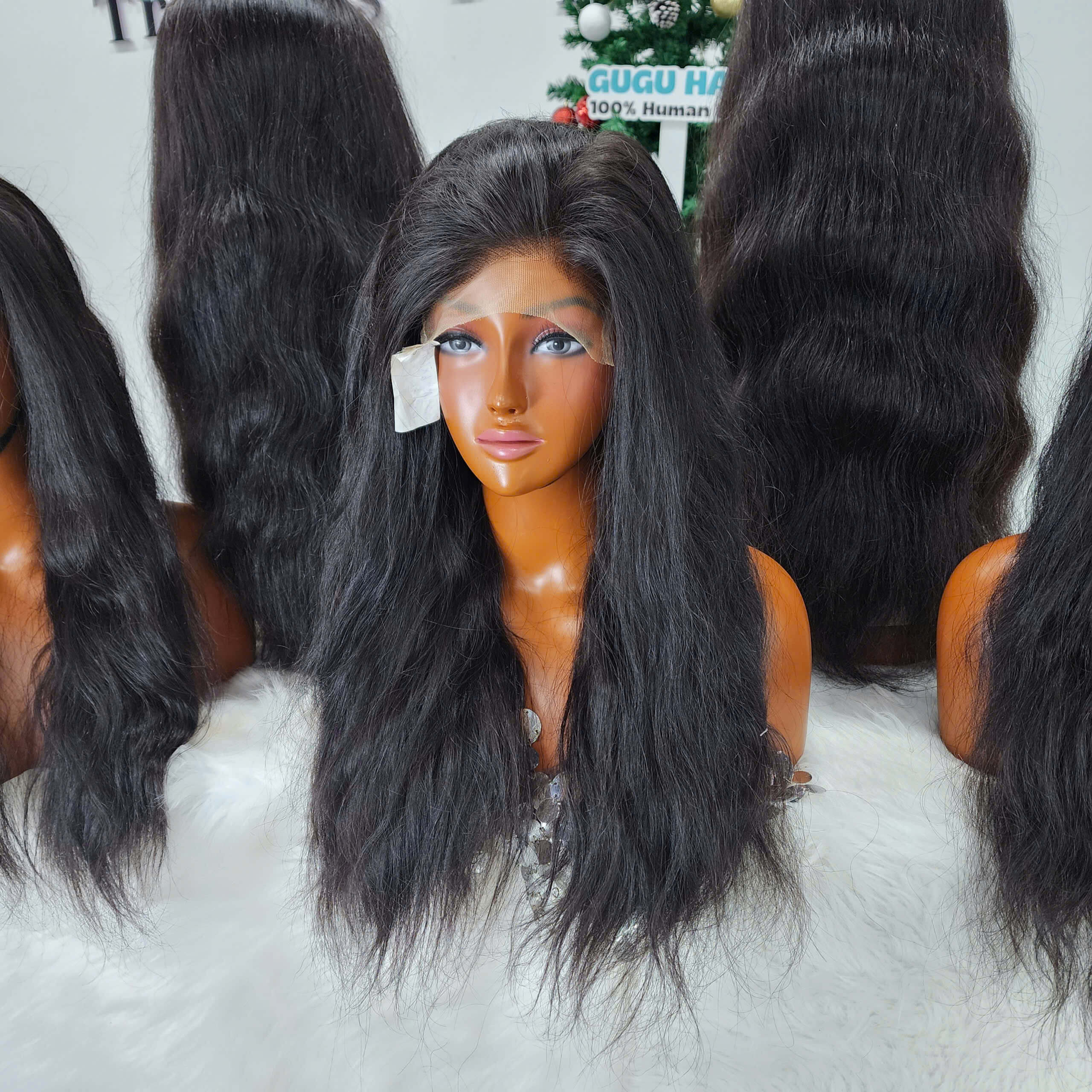 13X4 Natural Black Lace Frontal Wigs, HD Glueless Straight Lace Front Wig Pre-Plucked,
