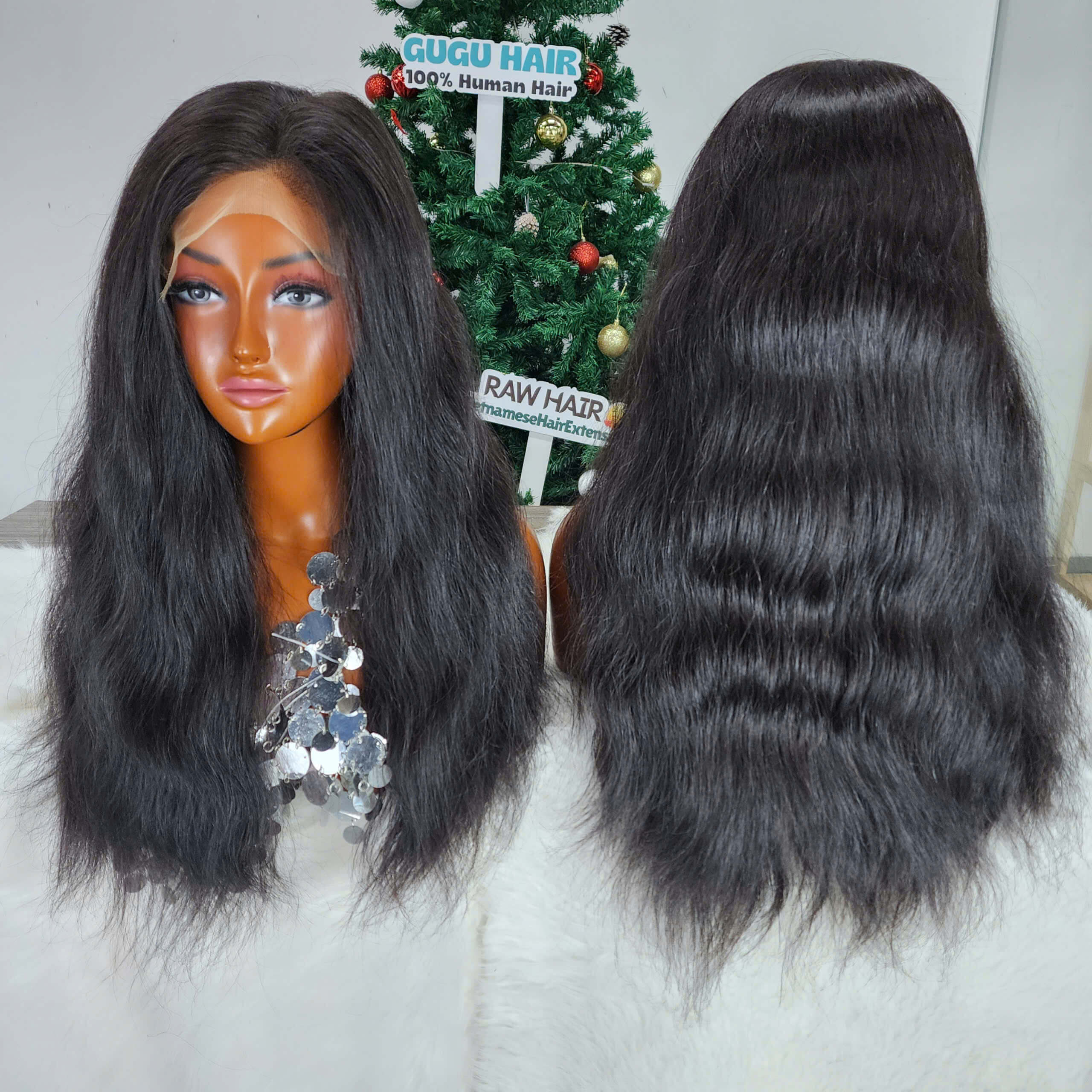 13X4 Natural Black Lace Frontal Wigs, HD Glueless Straight Lace Front Wig Pre-Plucked,