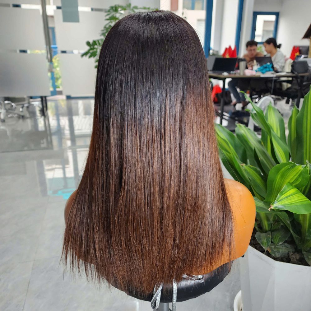 Ombre Brown Straight With Layers - Breathable & 3D Fitted Glueless Human Hair Wig