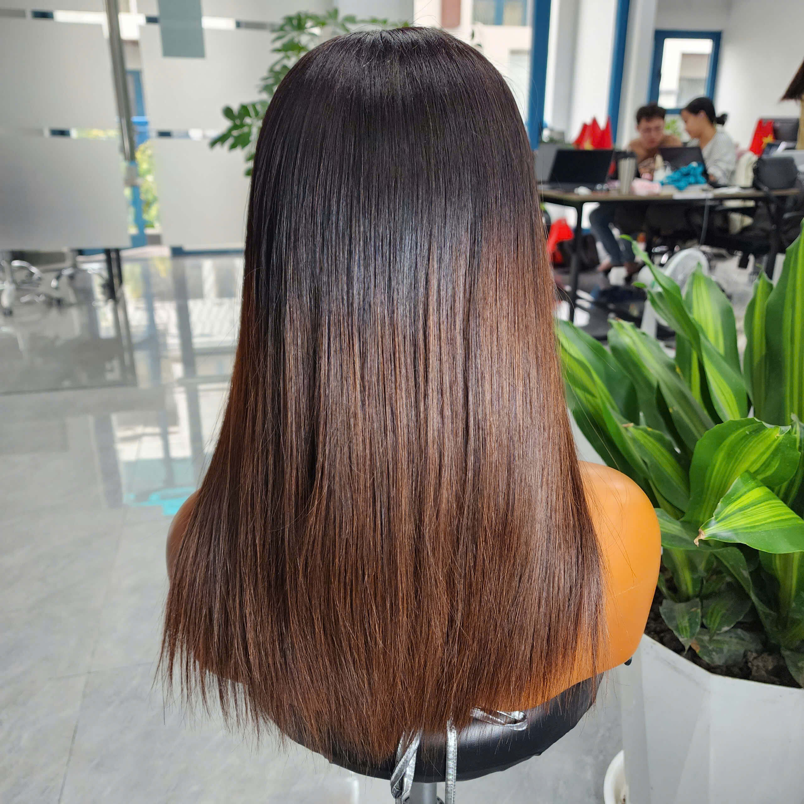 Ombre Brown Straight With Layers - Breathable & 3D Fitted Glueless Human Hair Wig