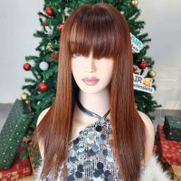 14 Inches Bone Straight Wig Light Brown Color Raw Vietnamese Hair