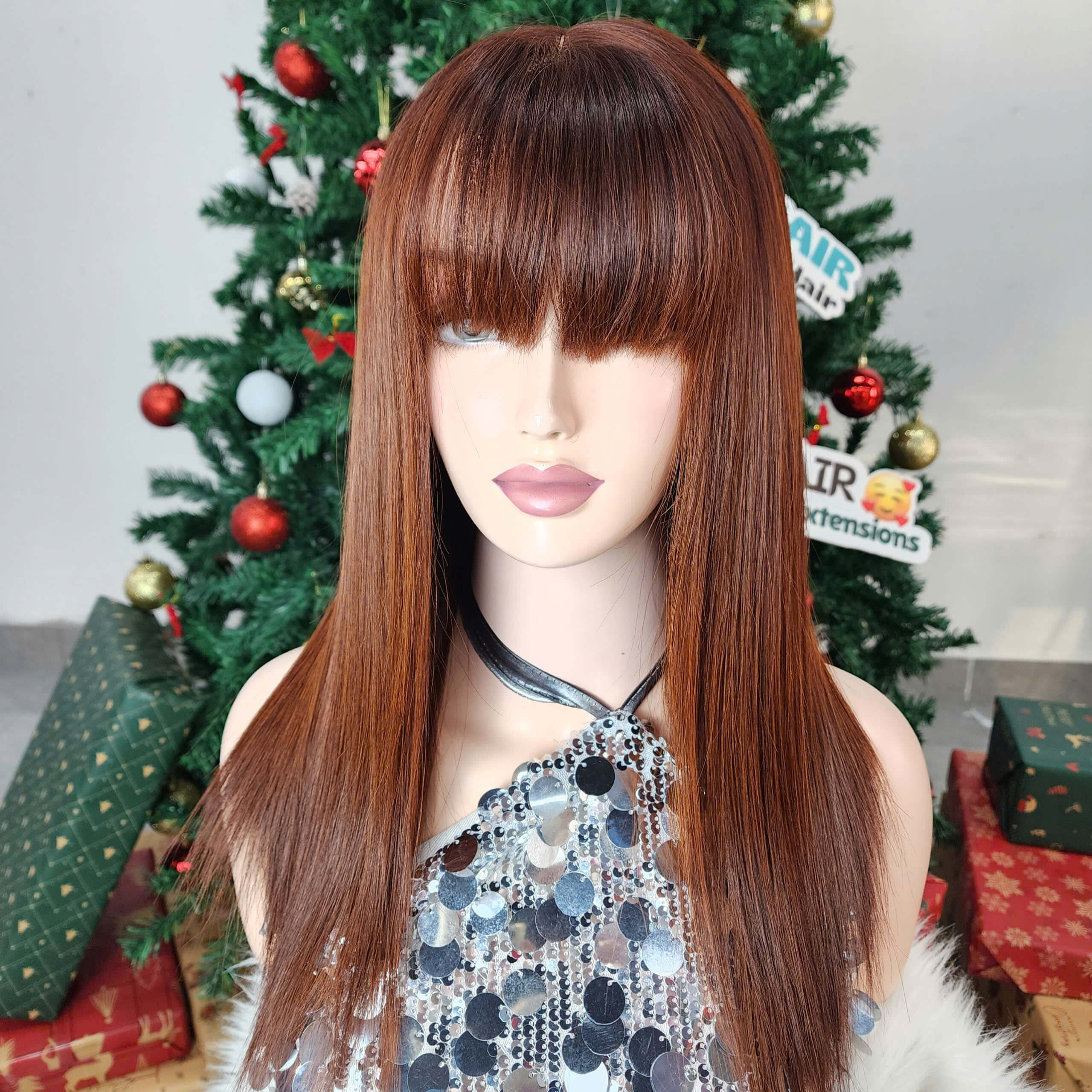 14 Inches Bone Straight Wig Light Brown Color Raw Vietnamese Hair
