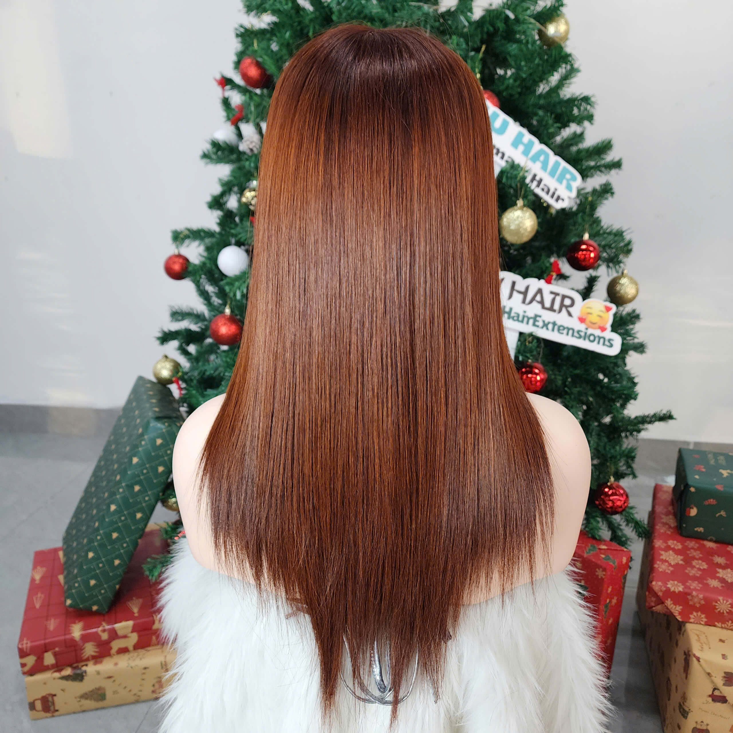 14 Inches Bone Straight Wig Light Brown Color Raw Vietnamese Hair
