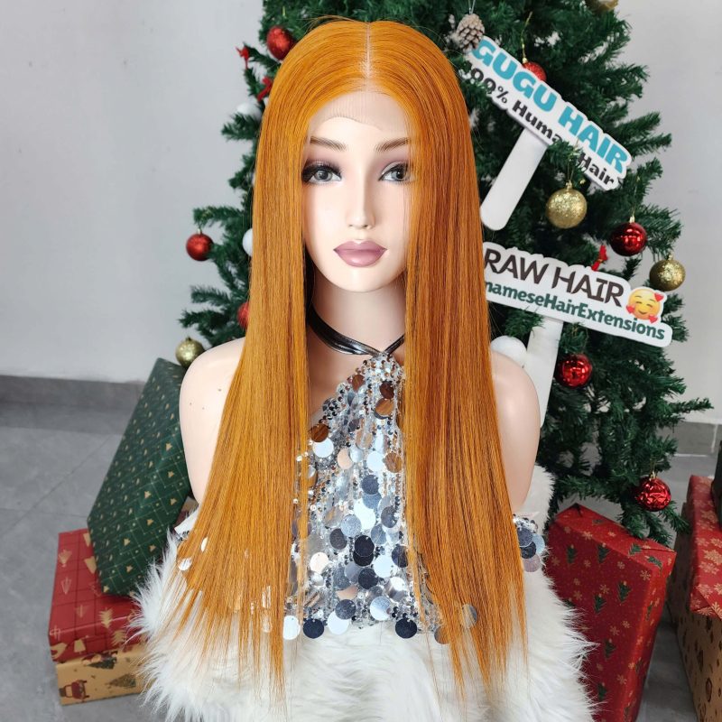 20 Inches Bone Straight Orange Color Raw Vietnamese Hair