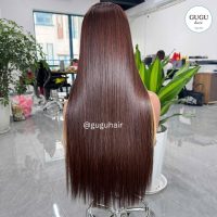 22 Inch Bone Straight Honey Brown Color Human Hair Wig | GUGU HAIR 4 22 Inch Bone Straight Honey Brown Color Human Hair Wig