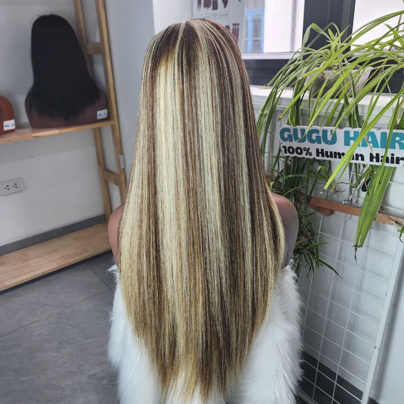 22 Inches Bone Straight Wig Piano Color Raw Vietnamese Hair