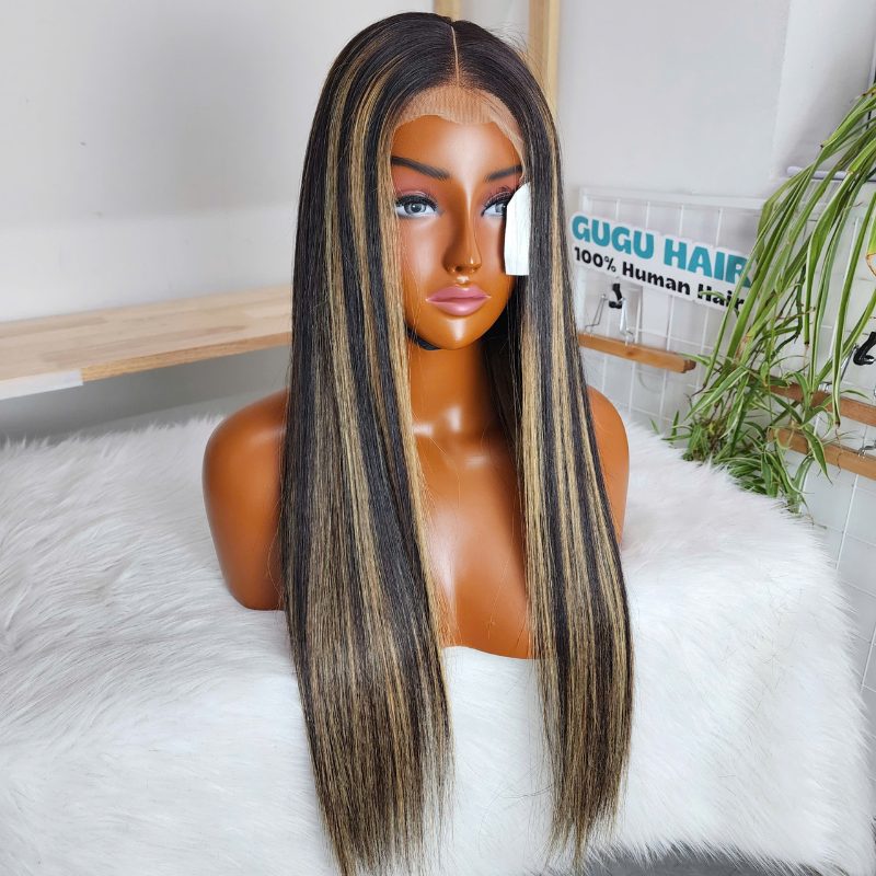 22 Inches Bone Straight Wig Piano Color Raw Vietnamese Hair