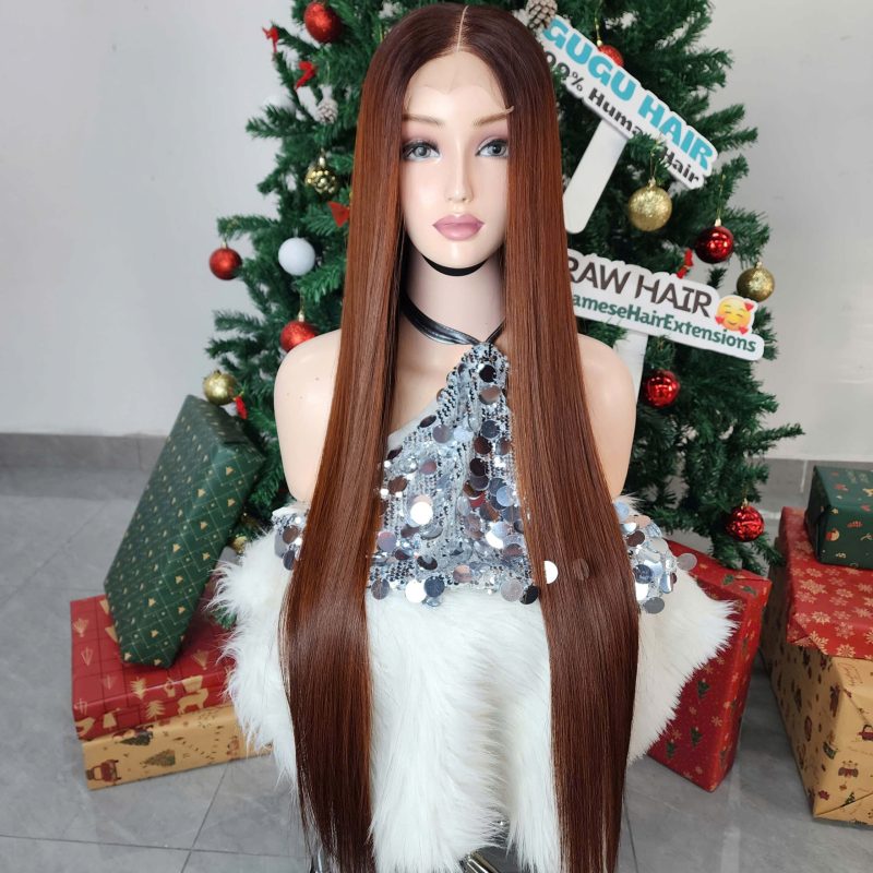 28 Inches Bone Straight WIg Brown Color Raw Vietnamese Hair
