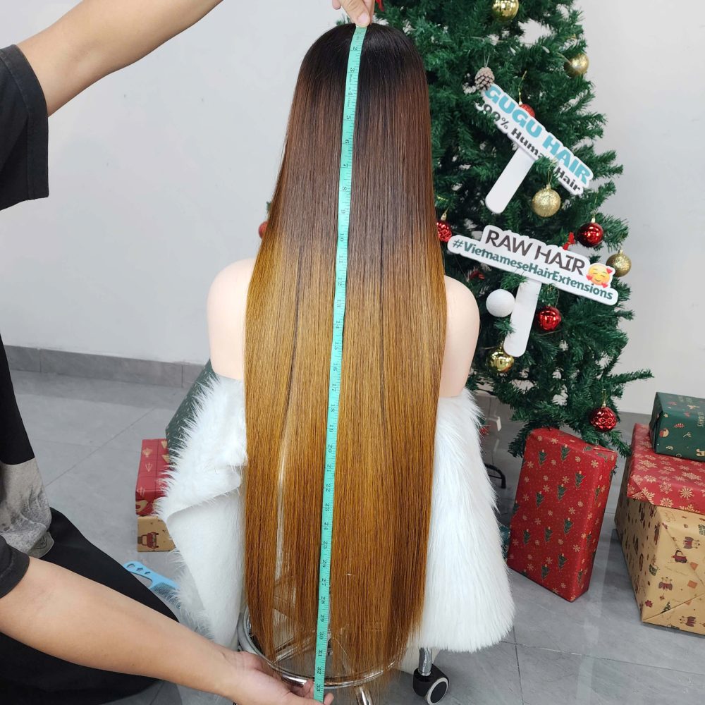 28 Inches Bone Straight Wig Ombre Color Raw Vietnamese Hair