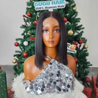 8 Inches Bone Straight Bob Wig Natural Color Raw Vietnamese Hair