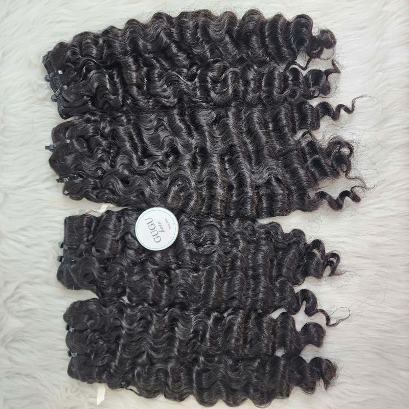 20 Inches Deep Wave Weft Hair Extension Natural Color Raw Vietnamese Hair