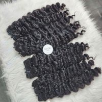 20 Inches Deep Wave Weft Hair Extension Natural Color Raw Vietnamese Hair