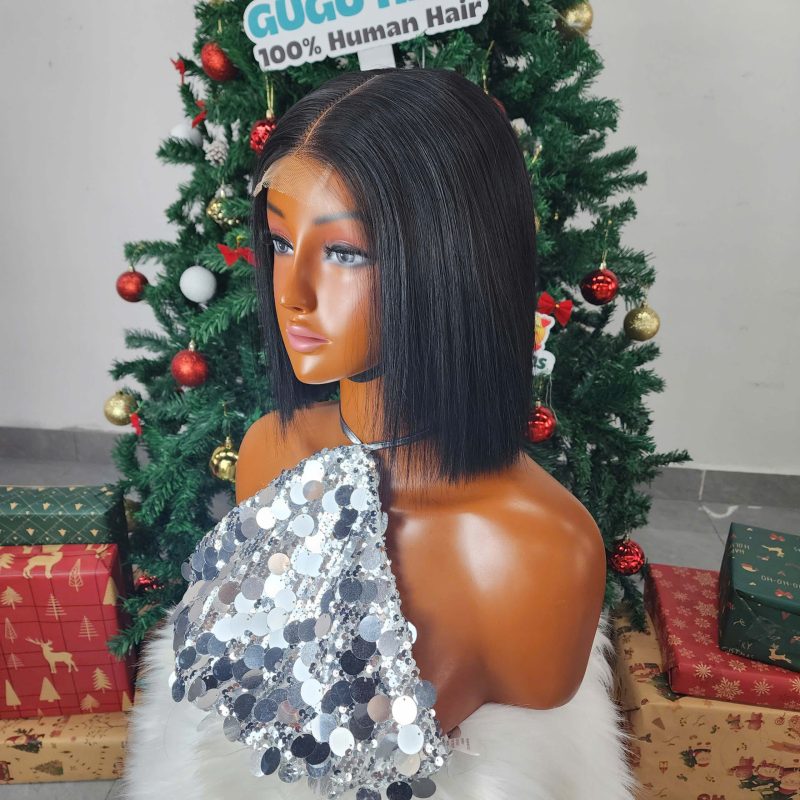 Glueness 8 Inches Closure Bob Wig Natural Raw Vietnamese Human Hair