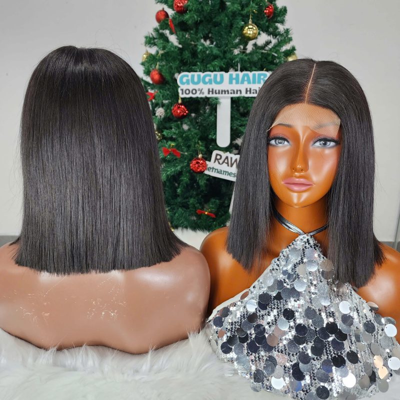 Glueness 2x6 Closure Bob Wigs Natural Color Raw Vietnamese Hair