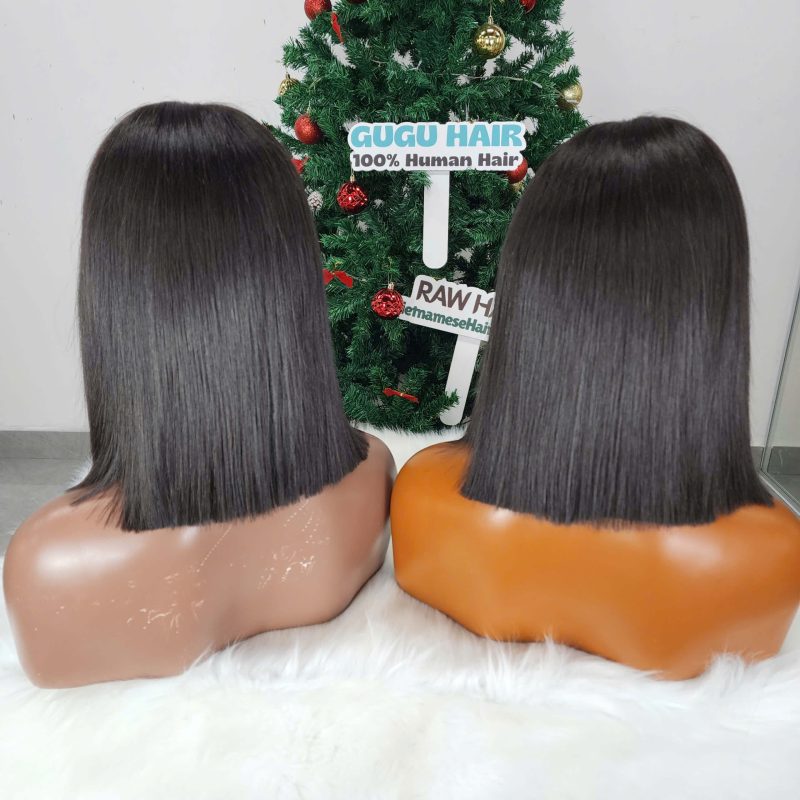 Glueness 2x6 Closure Bob Wigs Natural Color Raw Vietnamese Hair