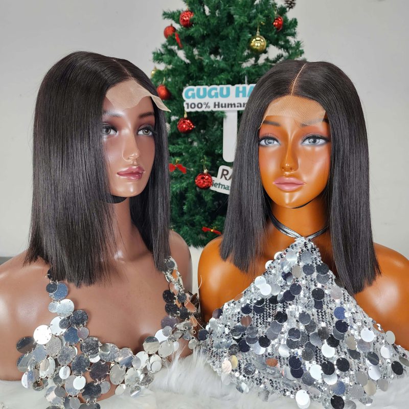 Glueness 2x6 Closure Bob Wigs Natural Color Raw Vietnamese Hair