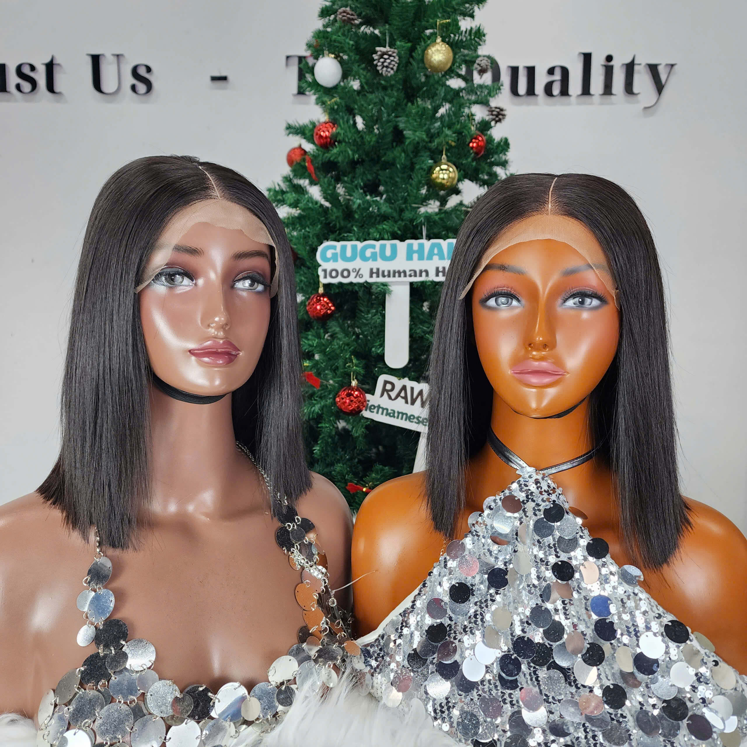 Glueness 4x4 Closure 10 Inches Bob Wigs Natural Color Raw Vietnamese Hair 14 Glueness 4x4 Closure Bob Wigs Natural Color Raw Vietnamese Hair