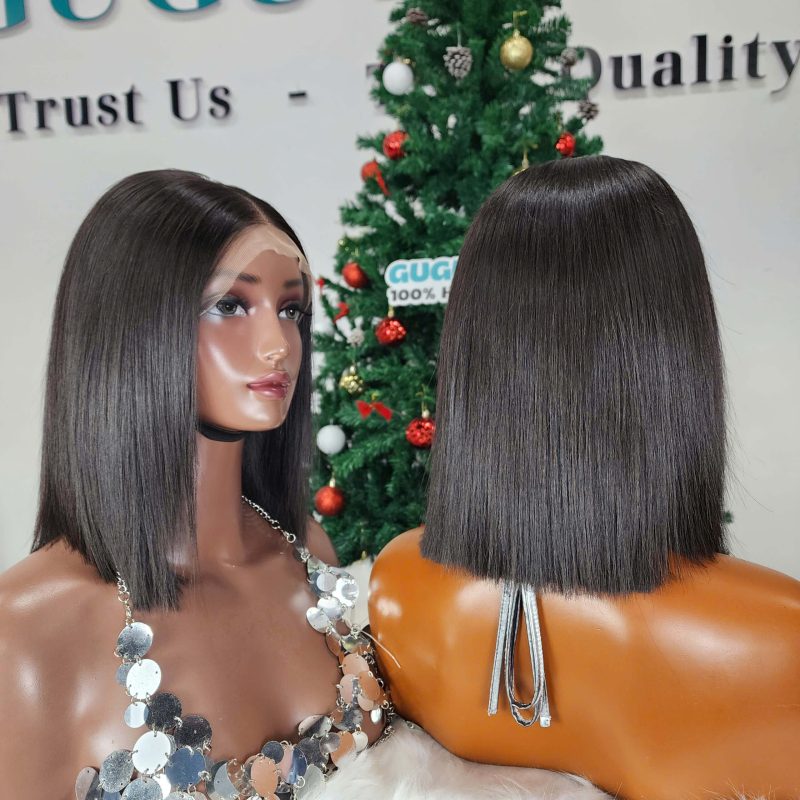 Glueness 4x4 Closure Bob Wigs Natural Color Raw Vietnamese Hair