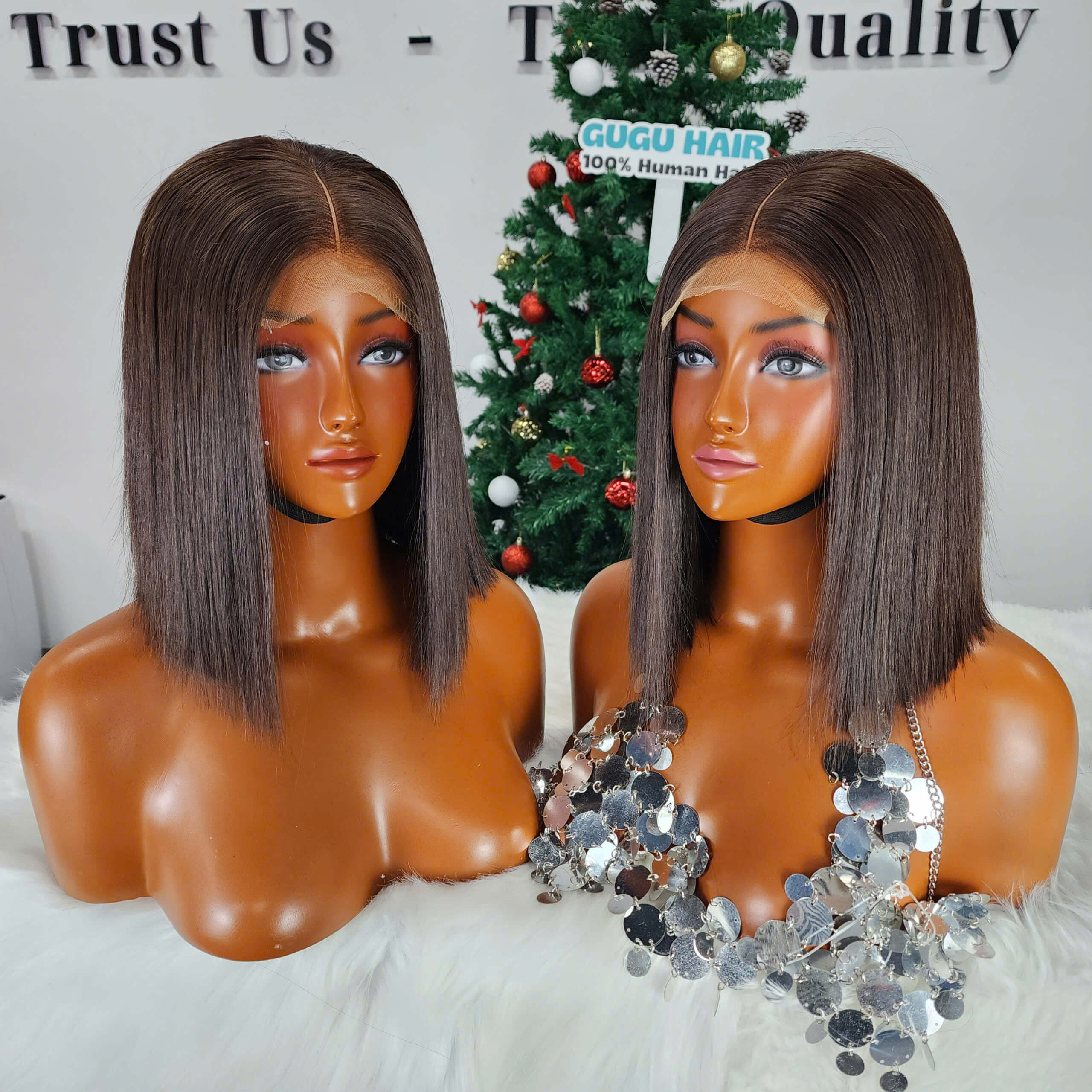 Glueless Bob Wig 10 Inch Brown – HD 4x4 Lace, Authentic Raw Vietnamese Hair 8 Glueless Human Hair Bob Wig 10" – HD 4x4 Lace, Premium Raw Vietnamese Hair (Hanoi Source), Brown Color