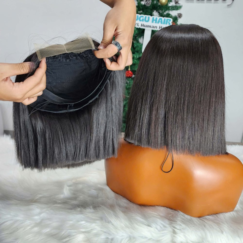 Silky Human Hair Glueless Bob Wig – 10"/12" HD Lace Closure