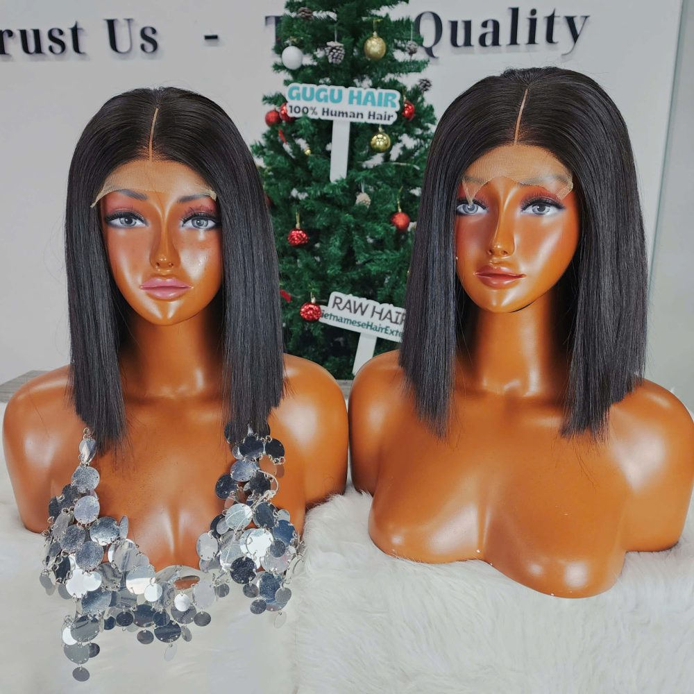 Silky Human Hair Glueless Bob Wig – 10"/12" HD Lace Closure