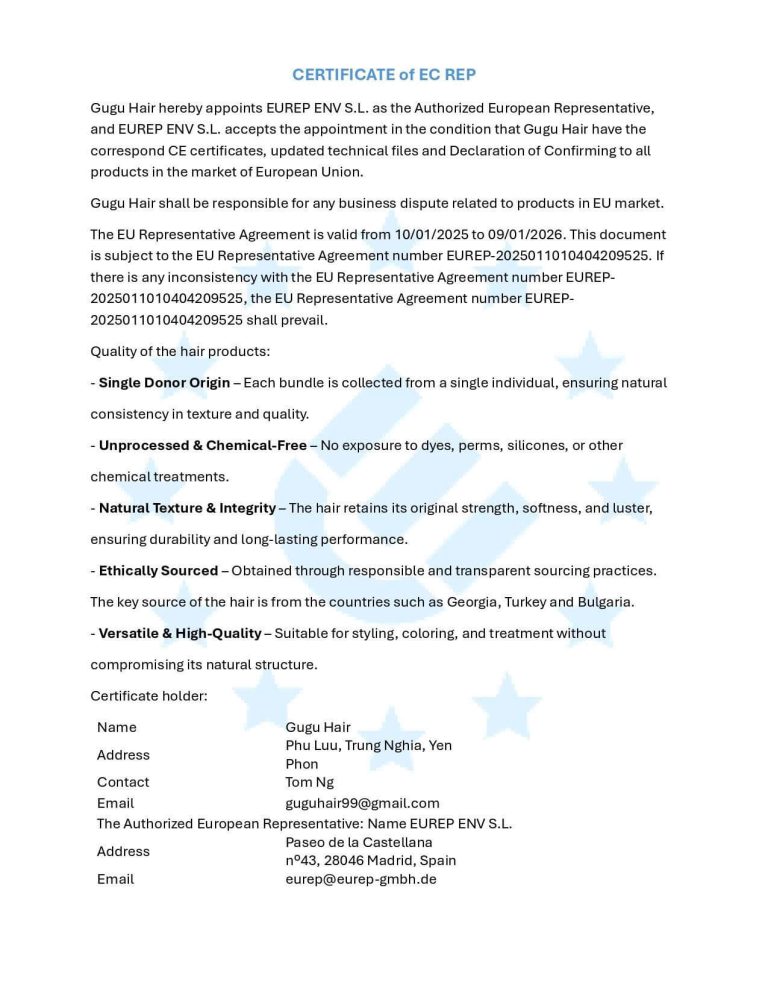 GUGU HAIR – Raw Vietnamese Human Hair Wig 126 Gugu Hair-certification_EUR representative_page-0001 (1)