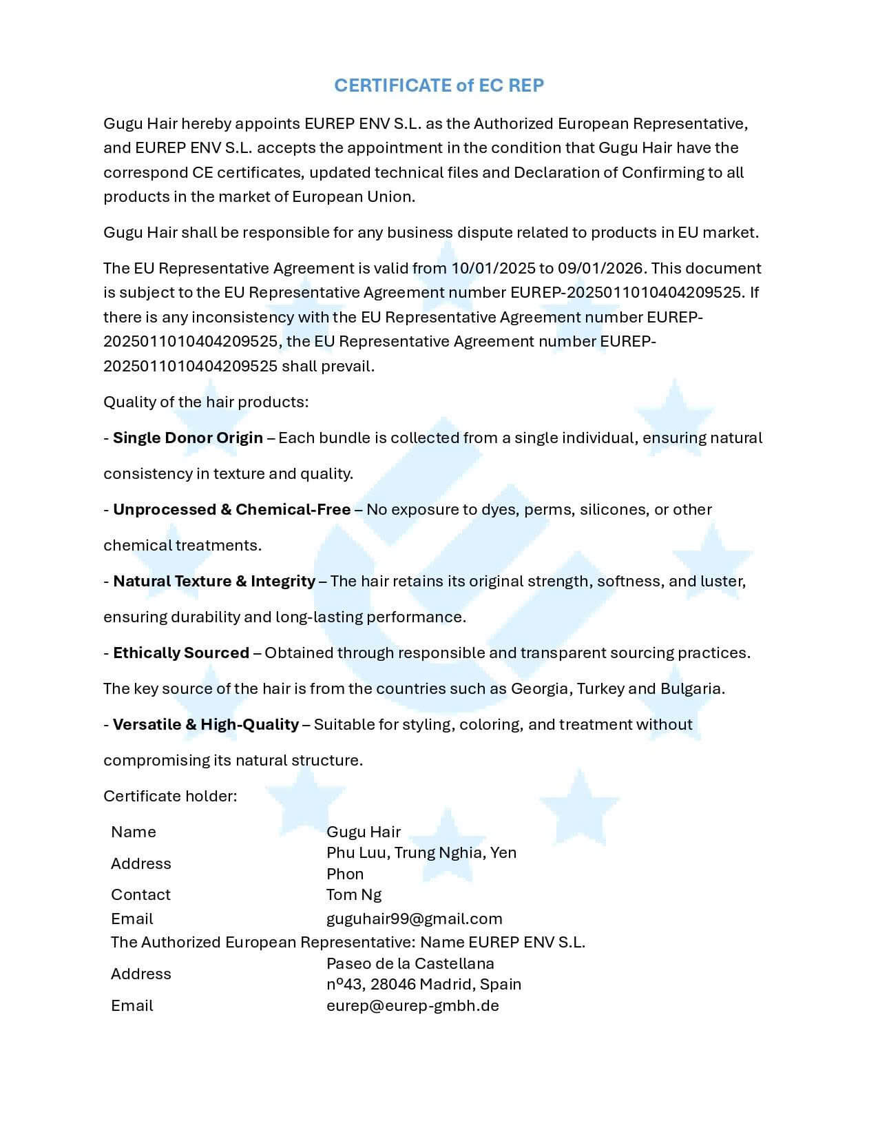 Vietnamese Hair Factory | Human Hair Manufacturer | GUGU HAIR 126 Gugu Hair-certification_EUR representative_page-0001 (1)