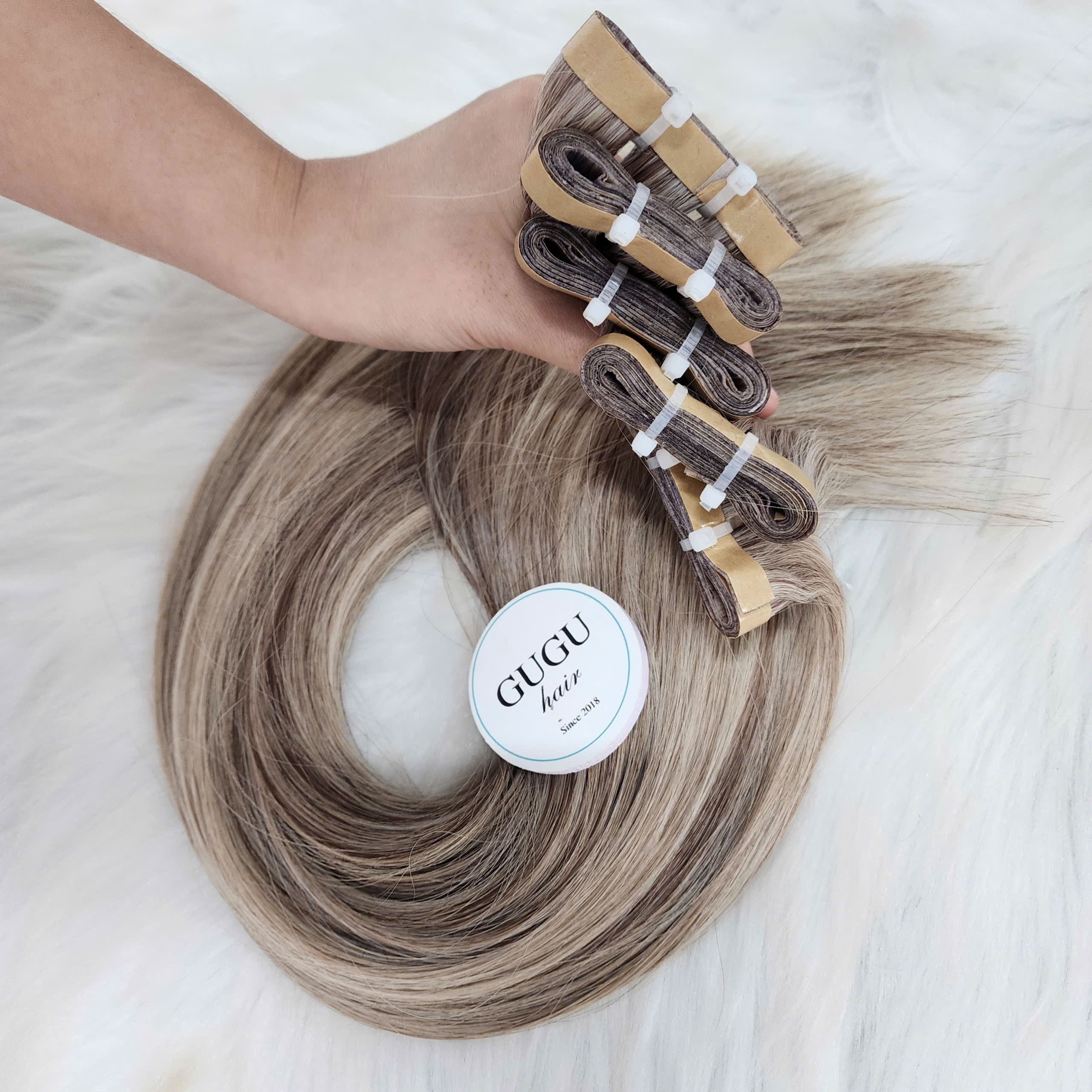 Long Tape in Real Hair Extensions Chest Brown