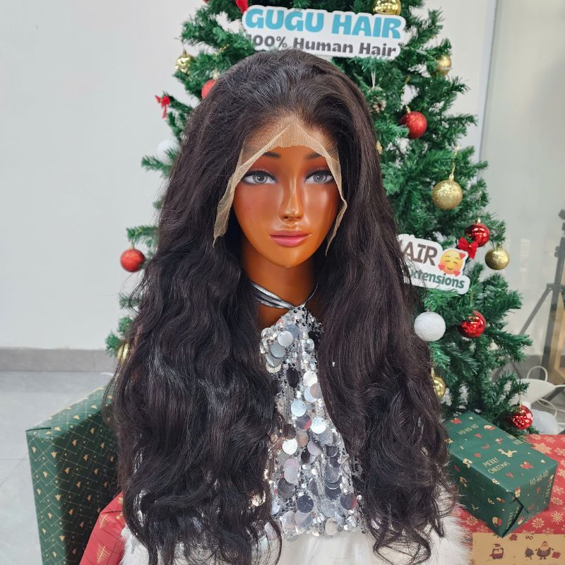 GUGU HAIR – Raw Vietnamese Human Hair Wig 111 Human Hair 13x4 Lace Front Wig Vietnamese Hair Body Wave Black Wig