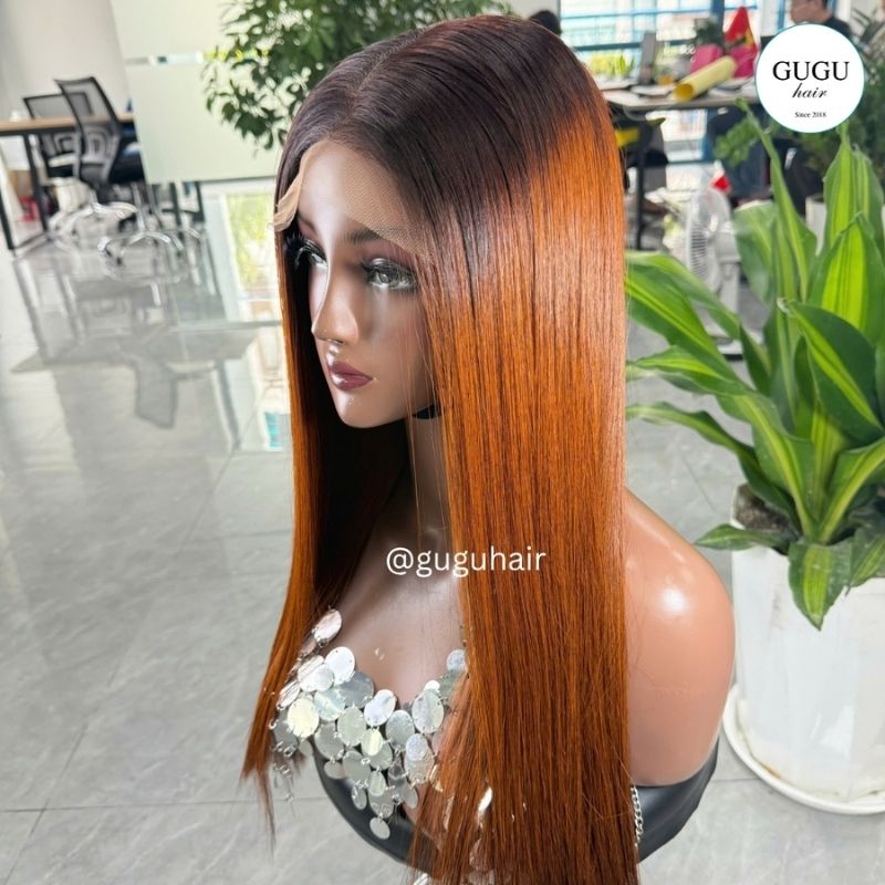 Ombre Straight Human Hair Wig 22 Inch