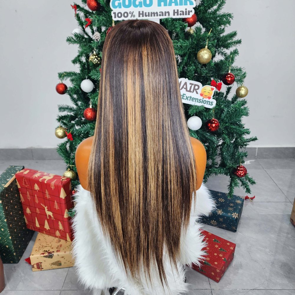 180% Density 5x5 Lace Closure Bone Straight Piano Color Raw Vietnamese Human Hair Wigs