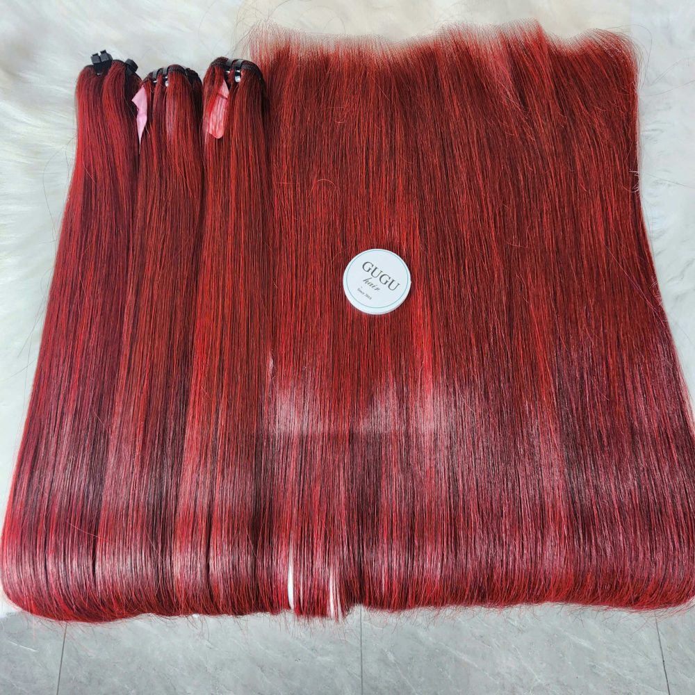 Vietnamese red wine bone straight hair