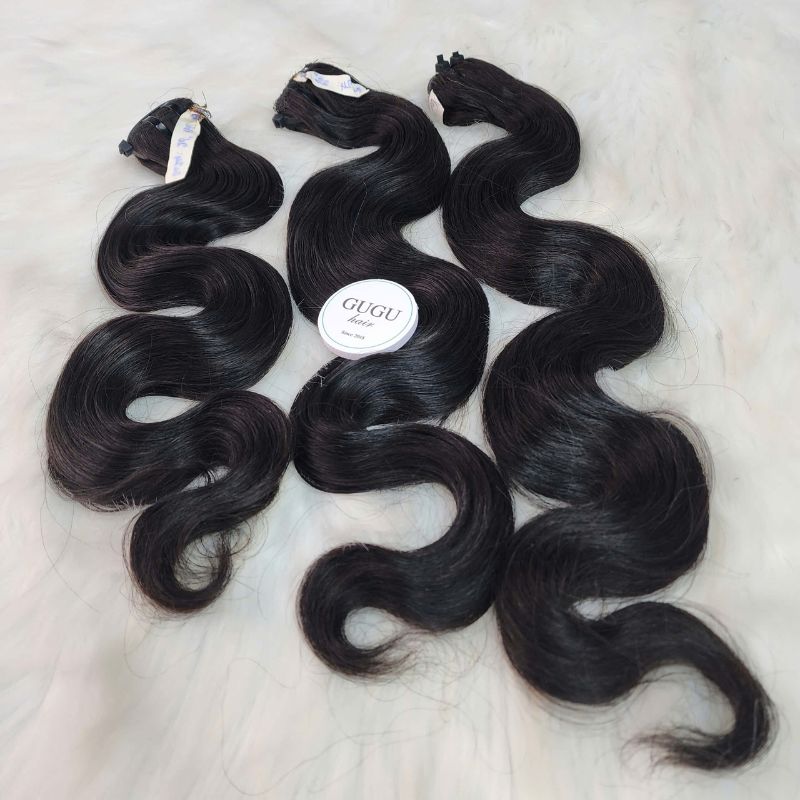 GUGU HAIR – Vietnamese Bone Straight Hair Wig – 100% Raw Human Hair 77 20 Inches Body Wave Weft Hair Extension Natural Color Raw Vietnamese Hair