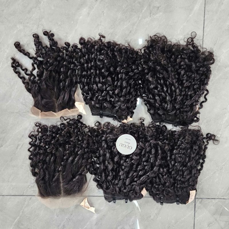 Burmese Curly Weft Hair Extension Natural Color Raw Vietnamese Hair
