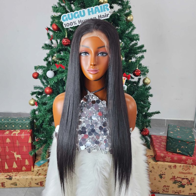 Glueness 24 Inches Frontal Bone Straight Wig Natural Color Raw Vietnamese Human Hair