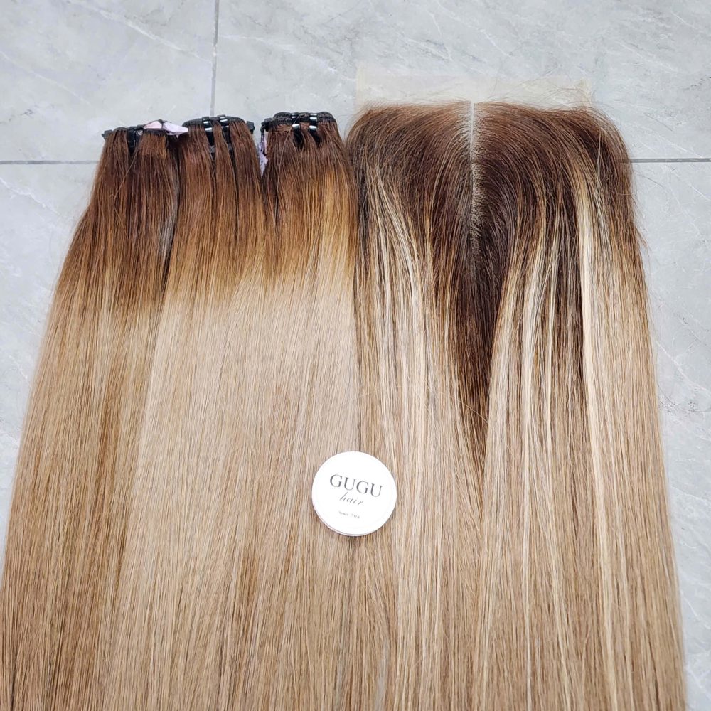 GUGU HAIR – Vietnamese Bone Straight Hair Wig – 100% Raw Human Hair 81 Premium Ombre Blonde Raw Vietnamese Human Hair
