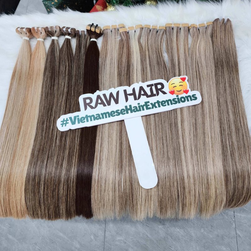 tape-in hair extensions blonde highlights