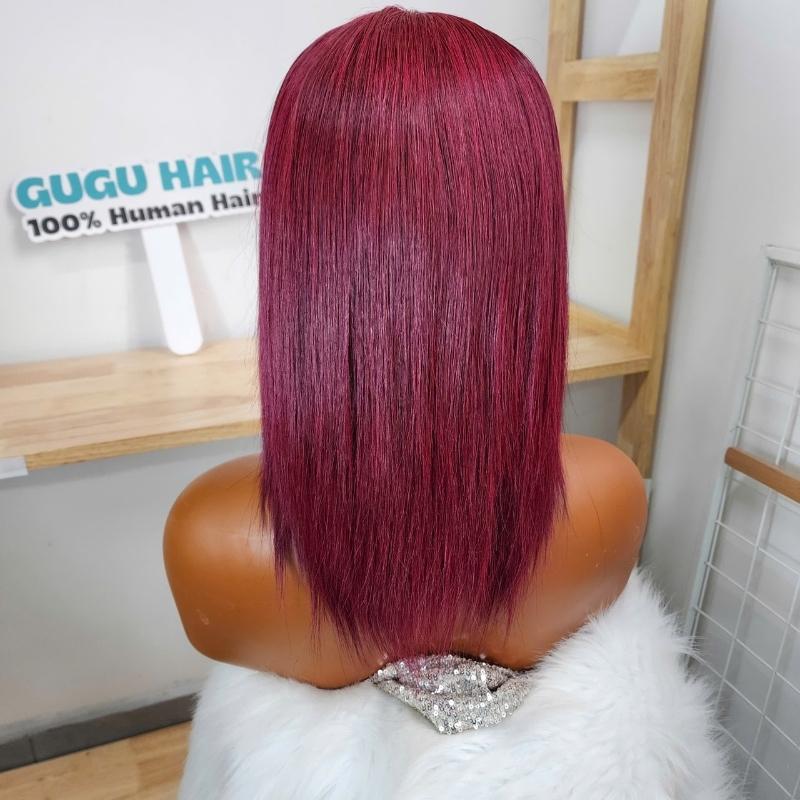 Burgundy Straight% Vietnamese Human Hair Wig