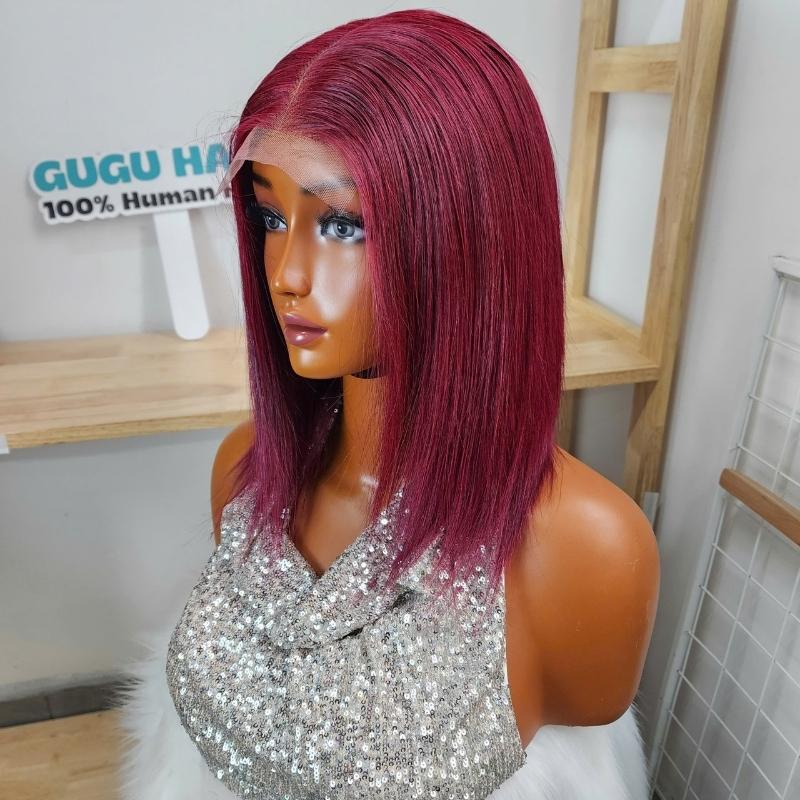 Burgundy Straight% Vietnamese Human Hair Wig