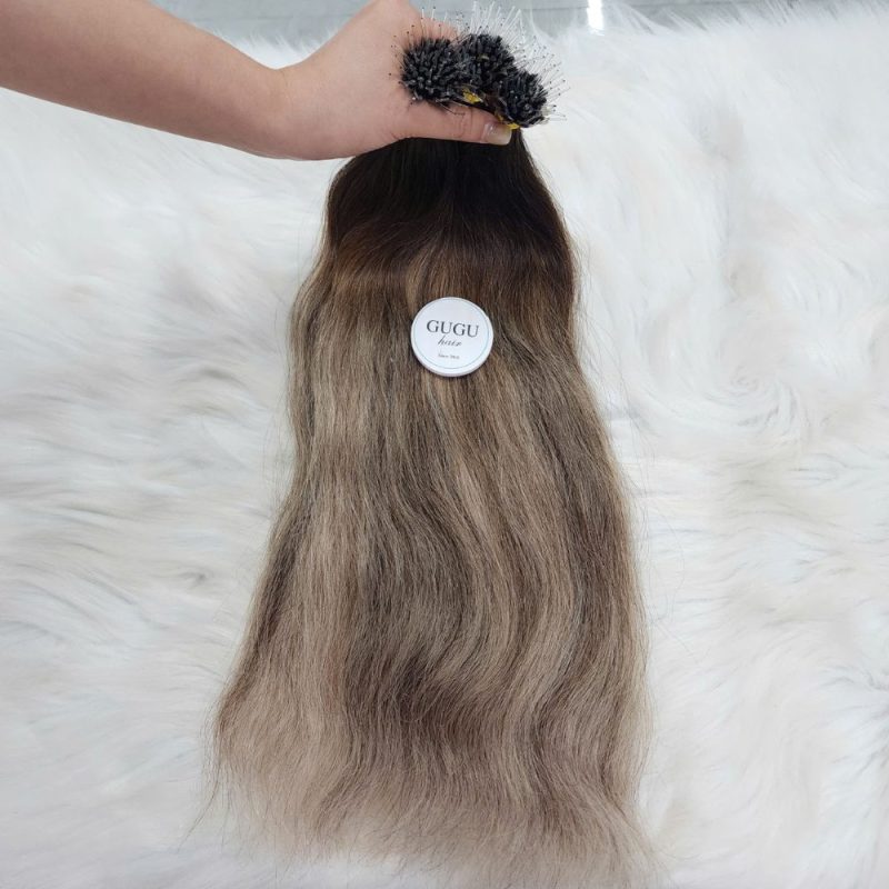 Premium Elastic Nano Tip Hair Extension Ombre Color Raw Vietnamese Hair