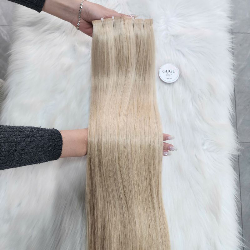 Invisible Tape In Hair Extensions with #613 Color Straight Hair